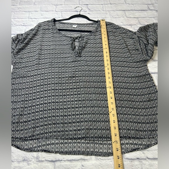 Black and White Patterned Women's Sheer Long Sleeve Top. Whimsigoth. - Picture 6 of 6